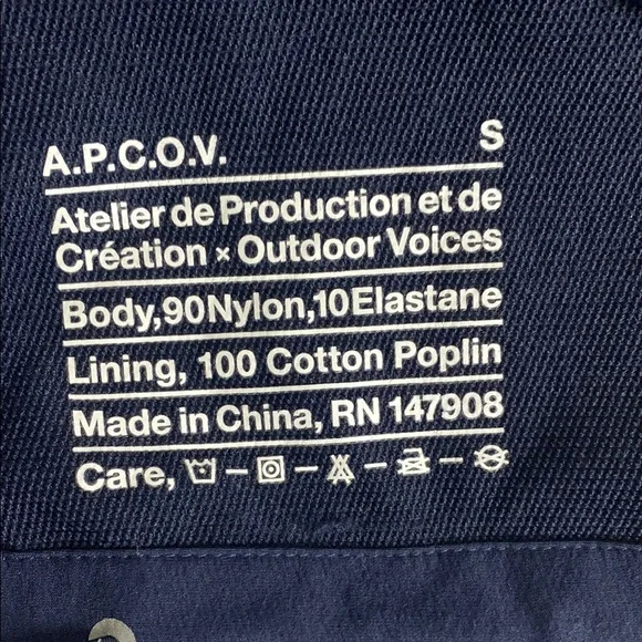 A.P.C. X Outdoor Voices Soft Shell Men’s Jacket Size Small Navy